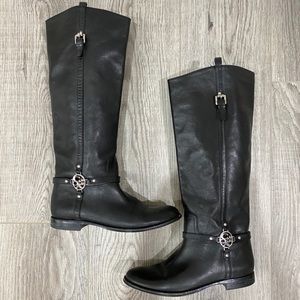 Coach Mulan Black Leather Riding Boots